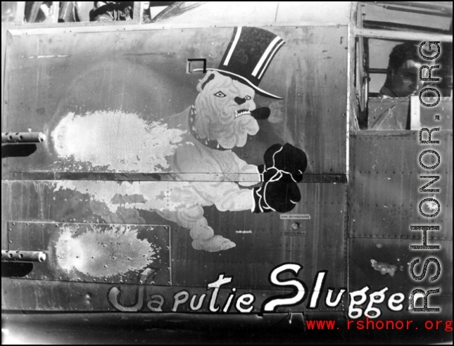 Note burning of paint on fuselage around muzzles of the two blister-mounted .50 machine guns.