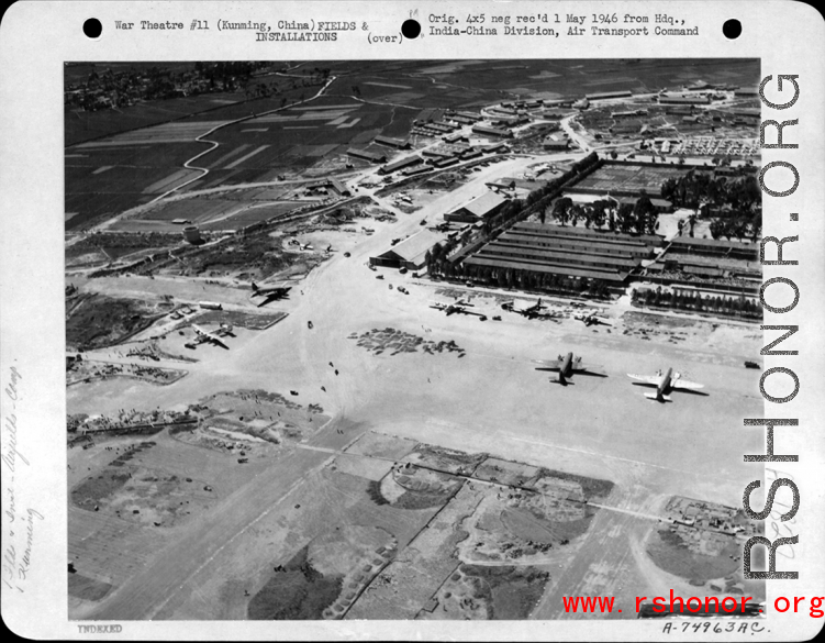 An airbase in Kunming city, Yunnan province, China, probably at the Wujiaba (巫家坝) location.  