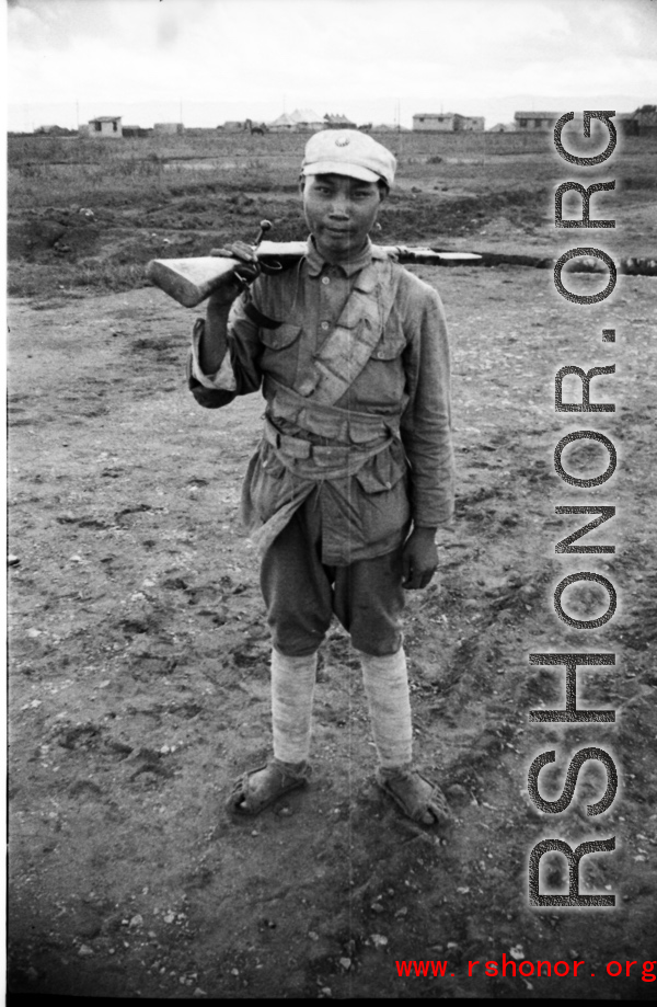 A Nationalist Chinese soldier at the American base in Yunnan during WWII.