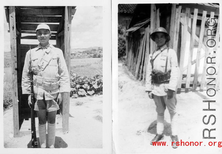 Nationalist Chinese guards near American bases in Yunnan, China, during WWII.