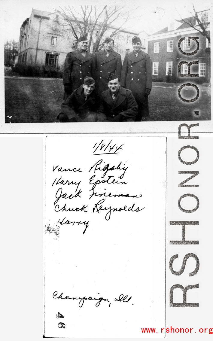 Vance Rigsby  Harry Epstein  Jack Fineman  Chuck Reynolds  Harry  In Champaign, Illinois, January 8, 1944.