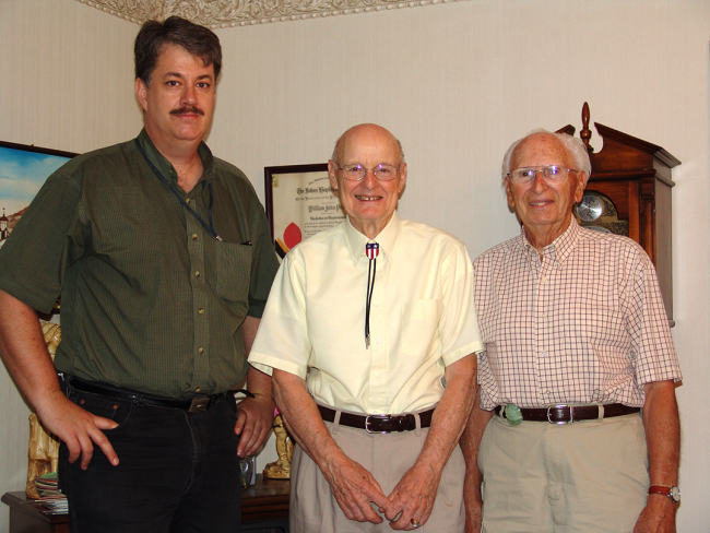 William J. Pribyl (center) during our project visit in August 2007. Left, Patrick Lucas, right, Gene Lance.