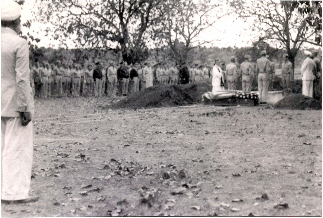 Funeral of some of crew lost in the two aircraft that collided.