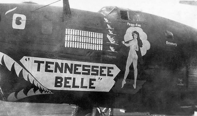 B-24J #42-100036, "Tennessee Belle," a LAB-equipped Liberator.