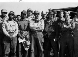 US, British, & Indian press representatives, in Burma. WWII. Note the African-American GIs on the left, likely to be drivers or other support staff.