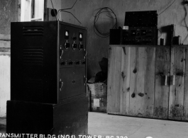 Inside transmitter building (No. 1) tower: BC 329. Chanyi, China, during WWII.  Station 251, 128th Squadron.