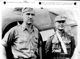 Pilots of CACW, Maj. Winston Churchill and Capt. T. H. Young in China during WWII.
