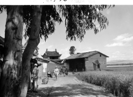"A village scene somewhere in China, October 1943." Almost certainly Yunnan, China. From Milton J. Seibert.