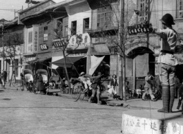 Street scene in Chinese town in the CBI during WWII. Photo from Jesse. D. Newman.