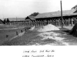 Saturday morning dress formation at Camp Tollygunge, India, in 1945. 289th Port., 508th Port Bn.   Photo from Frank A. Wypis.