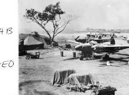 P-38s parked at Akyab during WWII.  Photo from Jim Fineo.