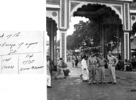 GIs stand at Maharaja of Mysore gate in India: Capt. Conrad, T/Sgt. George M. Zdanoff. During WWII.