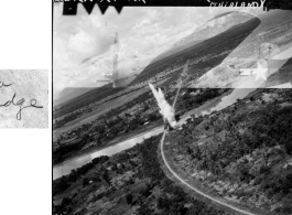 22nd Bombardment Squadron bombing of Dara Bridge, in Thailand, at 13:45 on October 25th. During WWII.