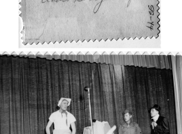 These images seem to be of a "Special Service Show in Kunming, China, Xmas 1944."  "Addie Bailey in front."  This particular images seems to be of a "Special Service Show in Kunming, China, Xmas 1944," and may have originally belonged to Addie Bailey.