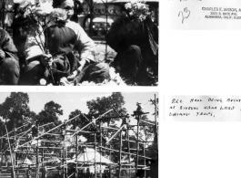 Flower seller in Kunming, and a rec hall being built near Ledo Road  by Chinese troops. During WWII.  Photos from  Lt. Col. Charles E. Mason.