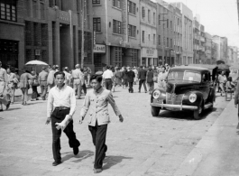 An upscale and modern street in Kunming during WWII.  Image provided by Emery and Beth Vrana.
