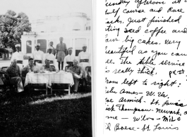 Pleasant day for GIs at the golf course and race tracks, in India, during WWII. Lulu Ames, John Armich, ? Thompson, Milo Borich, and ? Baese.  Photo from Milo Borich.