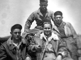"Here Is A Group Of 396th Guys At Kwelin Taking A Break. Souder, Reese, O'Connor, and Jeffries."