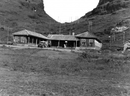 The dispensary at Kweilin (Guilin), prior to Sep 1944.  Although constructed of mud and bamboo the structure was equipped to handle major surgical cases.