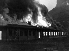 Demolition work at an American airbase (either Liuzhou or Guilin) during the evacuation before the Japanese Ichigo advance in 1944, in Guangxi province.