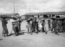 Chinese laborers working at the base at Luliang. During WWII.