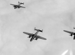 B-25s of the Ringer Squadron in flight in the CBI during WWII.