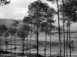 GI explorations of the hostel area at Yangkai air base during WWII: A view across the valley.
