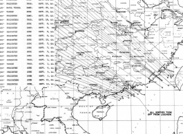 Sea sweep air mission map for September 1944, showing locations near or in China where attacks were made on Japanese by U. S. aircraft.  From the U.S. Government sources.
