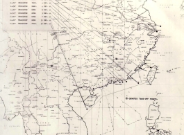Sea sweep air mission map for December 1944, showing locations near or in China where attacks were made on Japanese targets by U. S. aircraft.  From the U.S. Government sources.