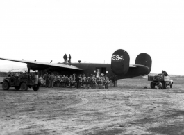 Chinese paratroops getting ready to board a converted B-24, tail number #330594.  Image from U. S. Government official sources. 