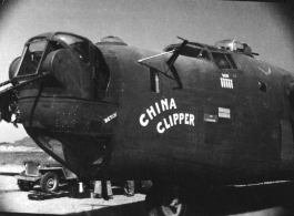 The B-24 "China Clipper."  Notice the damage to the #4 engine in the background. 