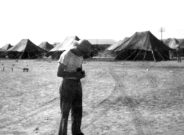 American GI is pith hat at Karachi Air Base, India 1942.