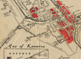 GI map of Kunming, APO 627, issued by the U.S. Office of War Information.