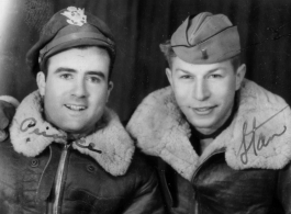 Two flyers pose in the CBI during WWII. "Prince" on left, and Stanley Mamlock on the right.