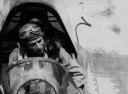 Stanley Mamlock in P-40 cockpit in the CBI during WWII.