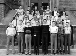 John Jacob Gerber (left, in far back), already a bit of a nonconformist and showing his independent personality. At Hinckley High School, Hinckley, Ohio.