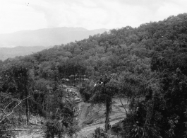 A tent camp in the forest of the 797th Engineer Forestry Company in Burma.  During WWII.