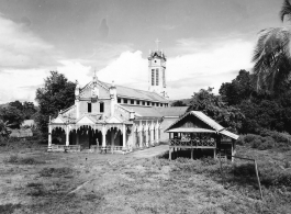 A church in Burma.  In Burma near the 797th Engineer Forestry Company.  During WWII.