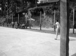 GIs play tennis at the American military Darjeeling Rest Camp, Darjeeling, India, during WWII.