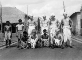 Men of 2005th Ordnance Maintenance Company, 28th Air Depot Group, dressing up as local men in India. During WWII.