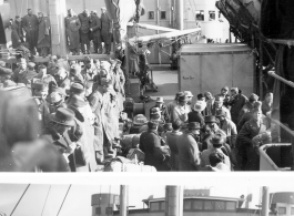 Men of 2005th Ordnance Maintenance Company, 28th Air Depot Group, returning to the US on the MS Torrens.