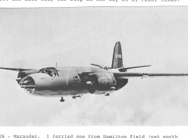 Aircraft flown by Richard D. Harris during WWII--B-25 and B-26 Marauder.