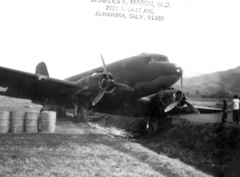 A C-47 in a ditch at the end of a short runway somewhere between Kunming and Myitkyina, during WWII.