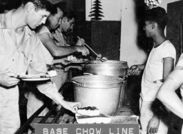 Base chow line at Gushkara, India, during WWII.