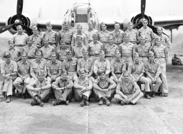 Flight "A" of 24th Mapping Squadron at APO 690, Gushkara, India. March 1945.  With B-24/F-7.  John Wolfshorndl in back row, fourth from the right.