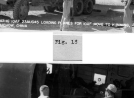 The 10th Air Force moves from Piardoba, India, to Liuzhou, China in the fall of 1945. Here materials are being loaded onto C-47 cargo planes for flying over the Hump into China.