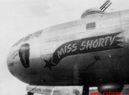 B-29 bomber "Miss Shorty" at American base in China, during WWII.