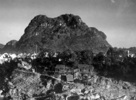 During the last hours of the day, looking towards Horse-saddle Mountain (马鞍山) in Liuzhou city, Guangxi province, during WWII.
