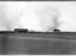 The facilities at the Hengyang airbase burn as the allies retreat in the face of the Japanese advance in the fall of 1944.  From the collection of Hal Geer.