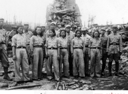 Chinese nurses, probably in battle-wrecked Tengchong, Yunnan province, China, during WWII.